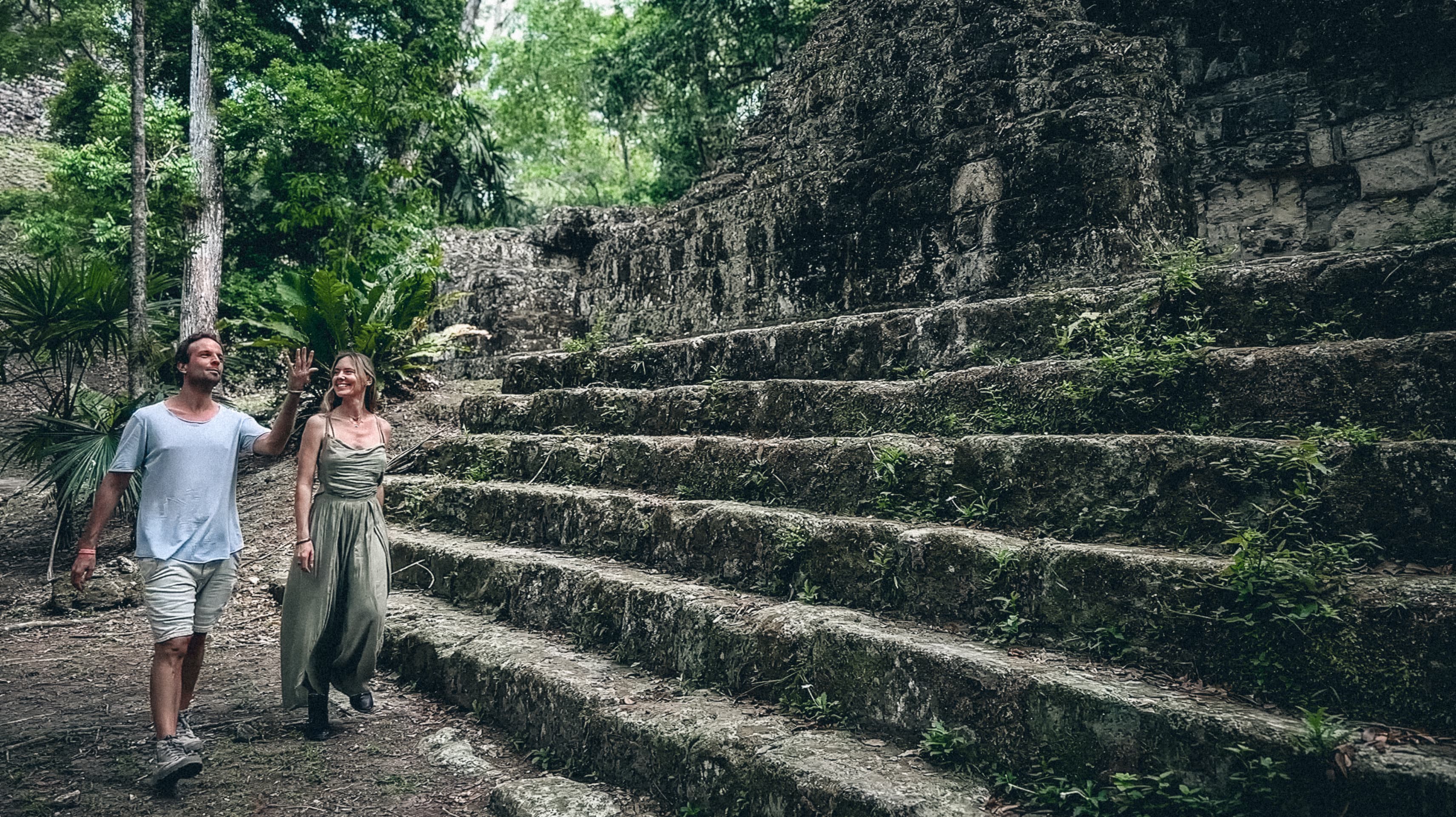 Alice and Shaun recording sounds in nature